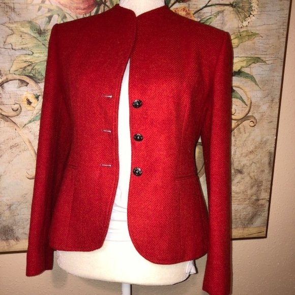 Sz 6 Evan Picone Vintage 100% Wool Red Jacket - Picture 4 of 13